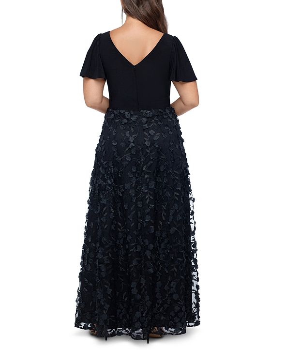 XSCAPE Plus Size 3D Flower ALine Gown & Reviews Dresses Plus Sizes