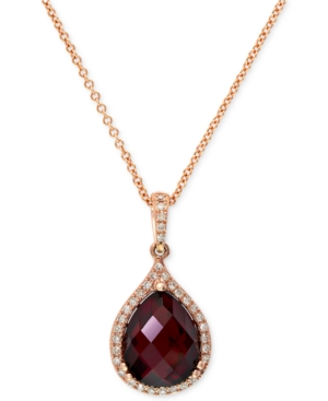 image of Gemma by Effy Garnet (4-1/5 ct. t.w.) and Diamond (1/8 ct. t.w.) Pear Pendant in 14k Rose Gold