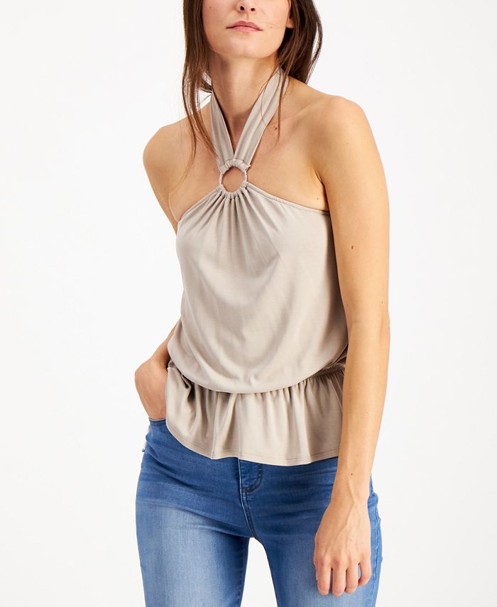 Inc International Concepts Inc O Ring Peplum Halter Top Created For Macy S Reviews Tops Women Macy S