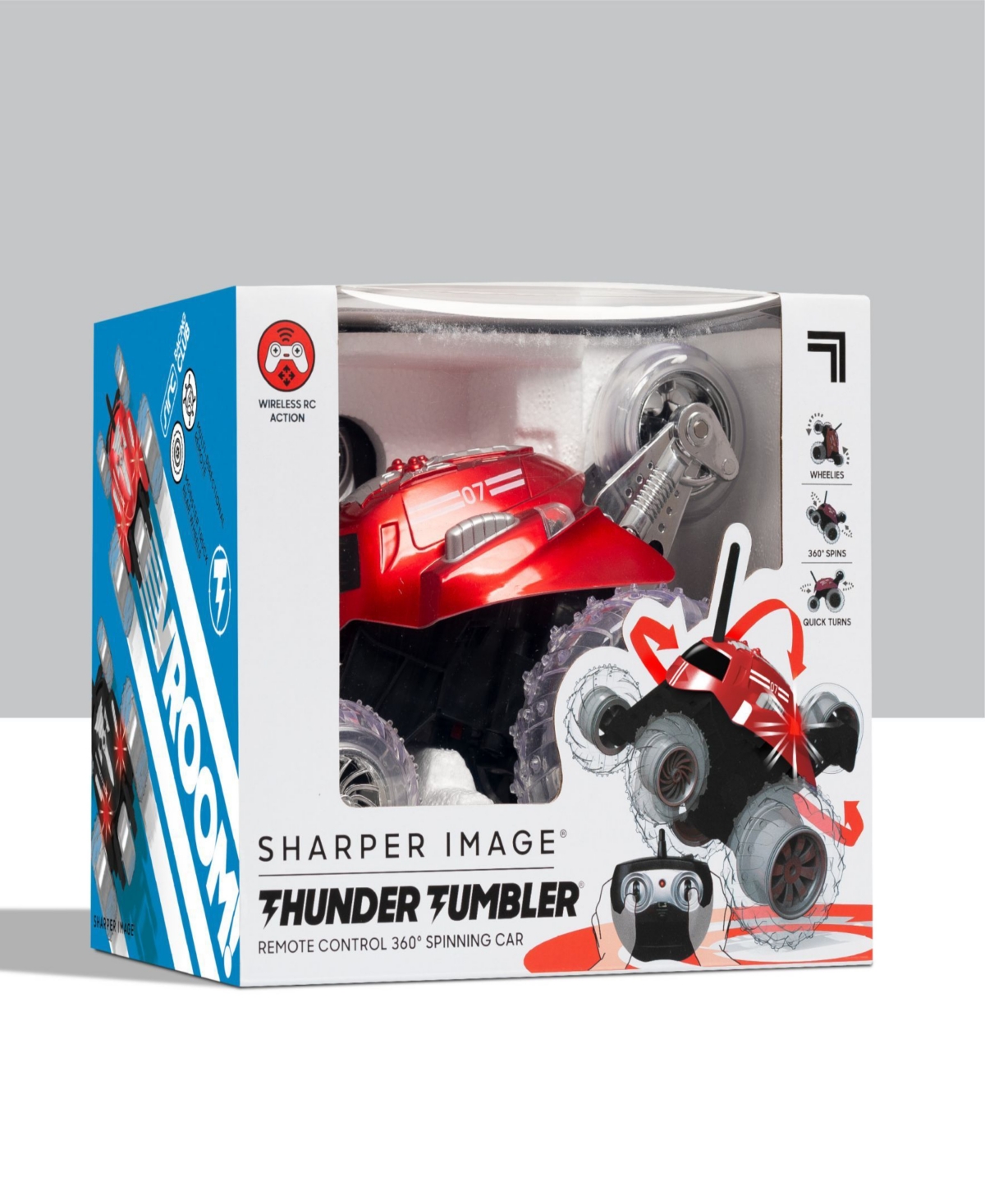 Sharper Image Thunder Tumbler Spinning Stunt Mini Truck Rc Car In Red