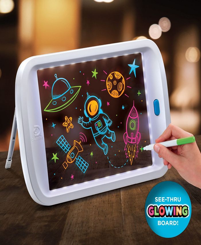 Discovery Kids Neon LED Glow Drawing Board With 4 Fluorescent Markers