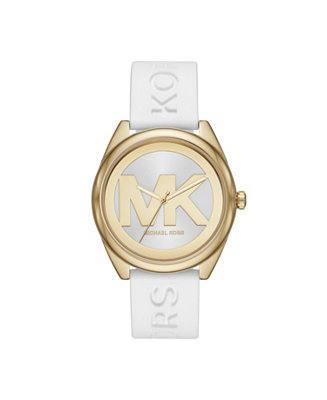 Michael Kors Women's Janelle White Silicone Strap Watch 42mm - Macy's