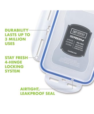 Lock n Lock Easy Essentials On the Go Meals Divided Rectangular Food Storage Containers, 34-Ounce, Set of 3