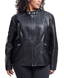Plus Size Faux-Leather Coat