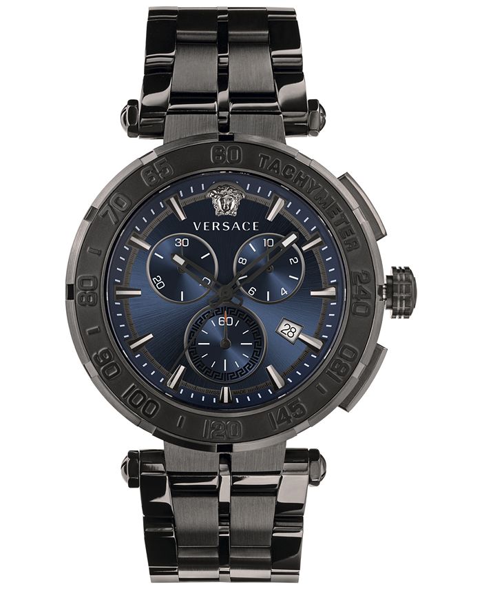 Versace - Men's Swiss Chronograph Greca Gray Stainless Steel Bracelet Watch 45mm