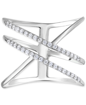 image of Diamond Open Crossover Statement Ring (1/4 ct. t.w.) in Sterling Silver