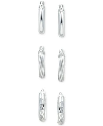 Giani Bernini - 3-Pc. Set Small Hoop Earrings in Sterling Silver, 0.625"