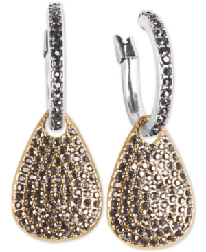 image of Lucky Brand Two-Tone Pave Paddle Charm Hoop Earrings