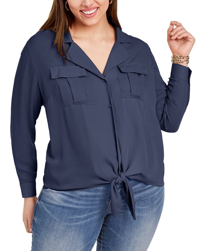 INC International Concepts Plus Size Tie Front Blouse Created for