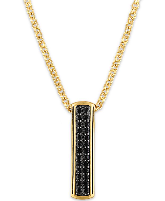 Esquire Men S Jewelry Black Sapphire Vertical Bar 22 Pendant Necklace 3 4 Ct T W In 14k Gold Plated Sterling Silver Created For Macy S Reviews Necklaces Jewelry Watches Macy S