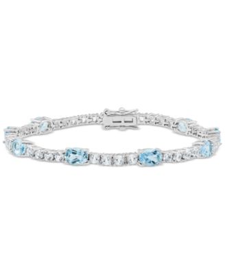 Macy's - Amethyst (6 ct. t.w.) & White Topaz (4 ct. t.w.) Link Bracelet in Sterling Silver (Also in Blue Topaz, Citrine, Lab-Created Opal, Lab-Created Blue Sapphire, Lab-Created Ruby, & Lab-Created Emerald)