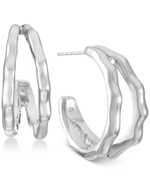 image of Alfani Silver-Tone Small Split C-Hoop Earrings, 1