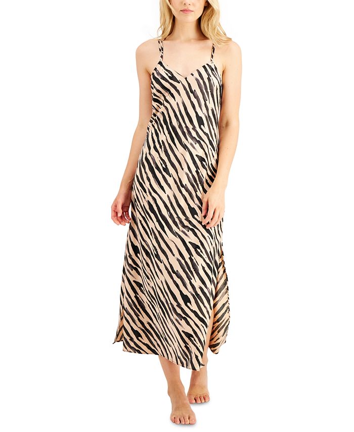 INC International Concepts Satin Zebra Print Long Chemise