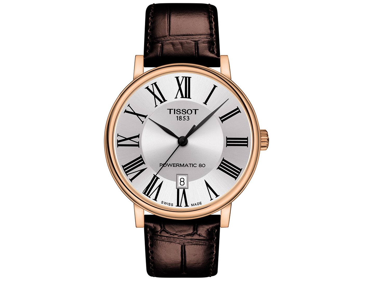 Мужские часы Tissot Swiss Automatic Carson Premium Powermatic 80 Brown Leather Strap Watch 40mm — фото 1