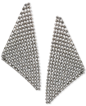 image of Thalia Sodi Silver-Tone Crystal Mesh Triangle Statement Earrings, Created for Macy-s