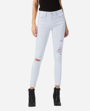 image of Vervet Women-s Mid Rise Distressed Skinny Crop Jeans