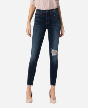 image of Vervet Women-s High Rise Raw Hem Skinny Crop Jeans