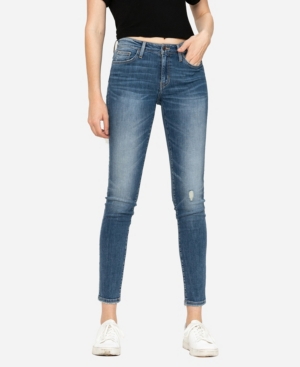 image of Flying Monkey Women-s Mid Rise Distressed Skinny Ankle Jeans