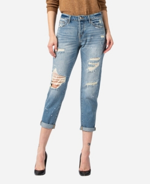 image of Vervet Women-s Distressed Paint Splatter Boyfriend Jeans