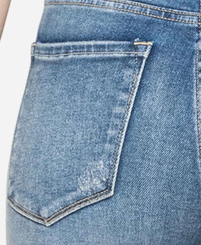 Vervet High Rise Clean Cut Raw Hem Crop Slim Wide Jeans