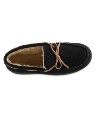 Signature Men's Genuine Suede Moccasin Comfort Slipper with Berber lining