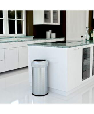 Round Stainless Steel Open Top Kitchen Trash Can with Dual AbsorbX Odor Filters