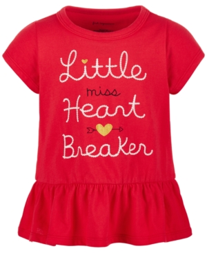 image of First Impressions Toddler Girls Heart Breaker Peplum Cotton T-Shirt, Created for Macy-s