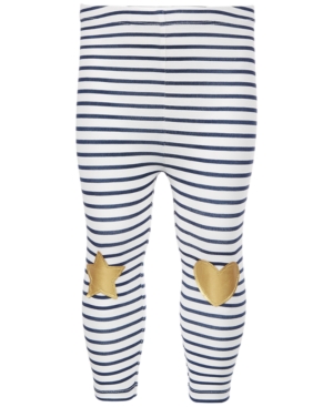 image of First Impressions Baby Girls Striped Knee-Patch Leggings, Created for Macy-s