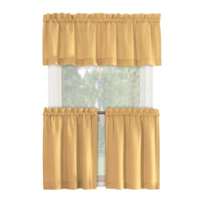 Martine Microfiber Semi-Sheer Rod Pocket Kitchen Curtain Valance and Tiers Set
