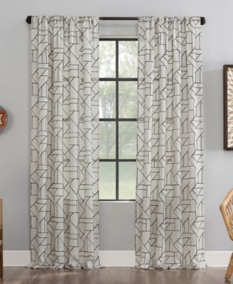 Archaeo Jigsaw Embroidery Linen Blend Curtain Collection In Gold,linen