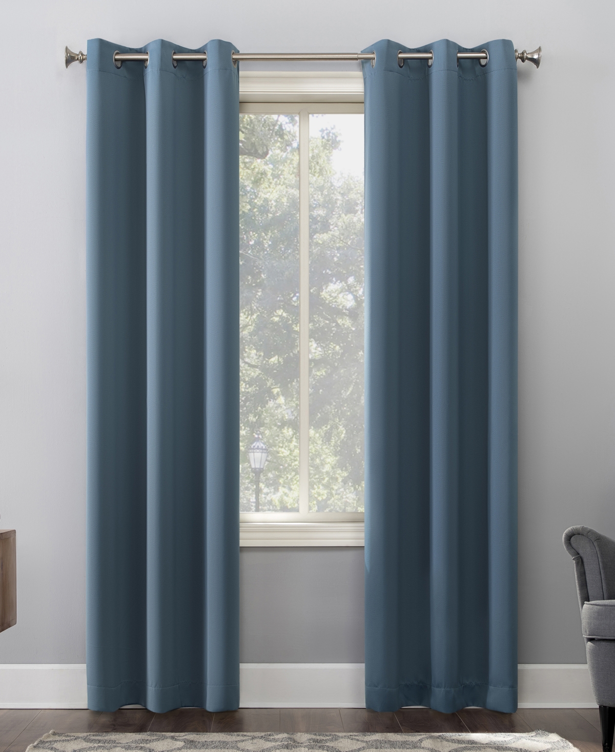 Preston Energy Saving Blackout Grommet Curtain Panel - Denim blue