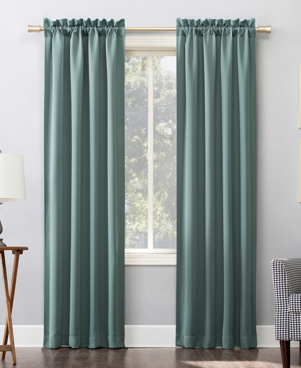 Preston Energy Saving Blackout Rod Pocket Curtain Panel - Denim blue