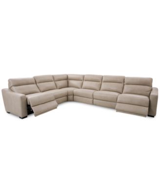 Gabrine 6-Pc. Leather Sectional with 2 Power Headrests, Created for Macy's