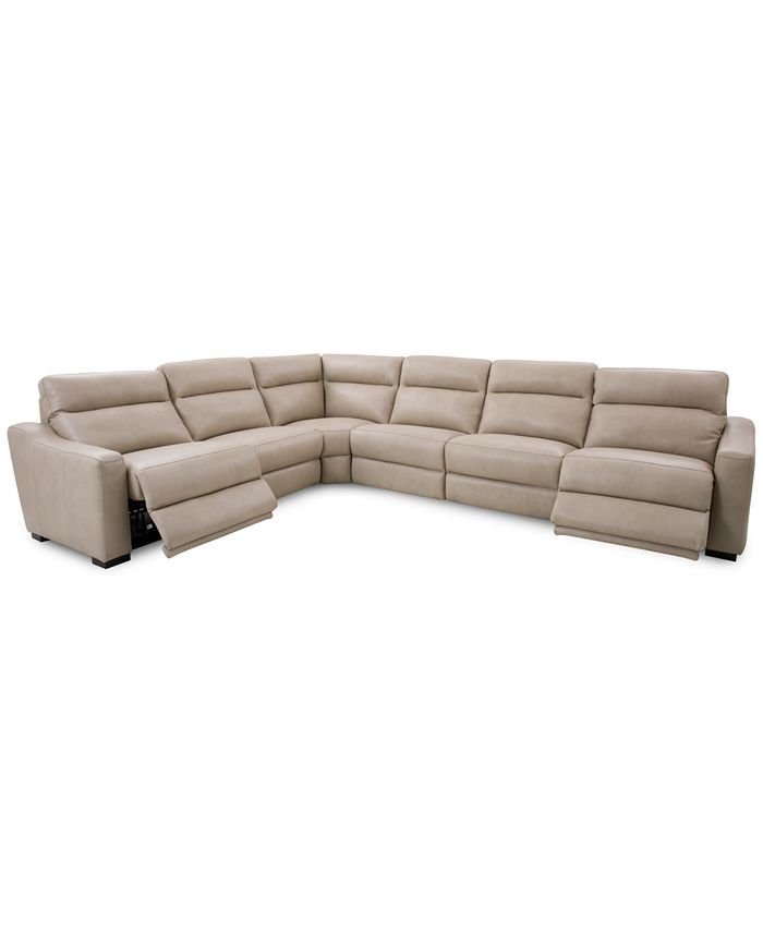 Furniture Gabrine 6Pc. Leather Sectional with 2 Power Headrests