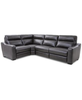 Gabrine 4-Pc. Leather Sectional with 2 Power Headrests