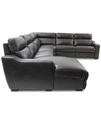 Gabrine 6-Pc. Leather Sectional with 3 Power Headrests and Chaise