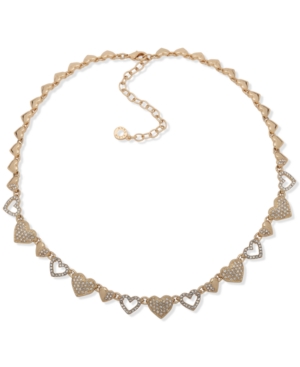 image of Anne Klein Gold-Tone Heart Crystal Collar Necklace, 16