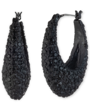 image of Dkny Hematite-Tone Small Pave Hoop Earrings, 0.8