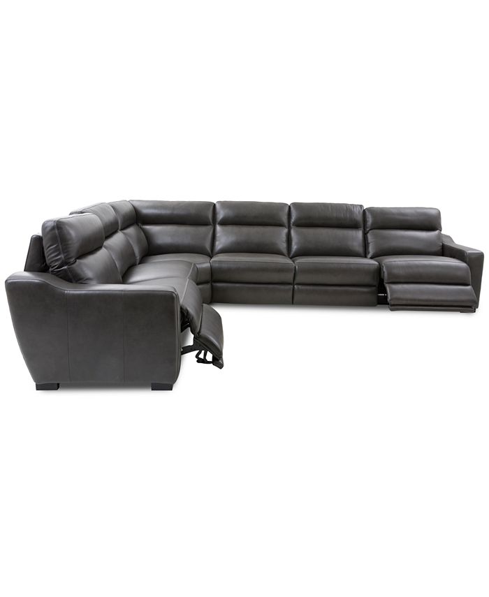 Furniture Gabrine 6Pc. Leather Sectional with 2 Power Headrests