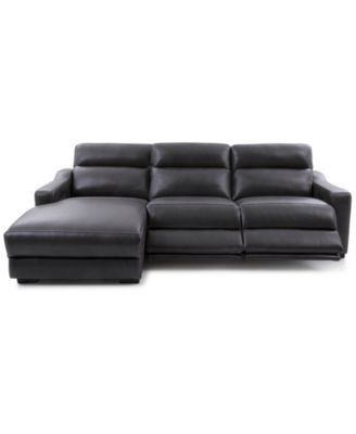 Gabrine 3-Pc. Leather Sectional with 2 Power Headrests & Chaise, Created for Macy's