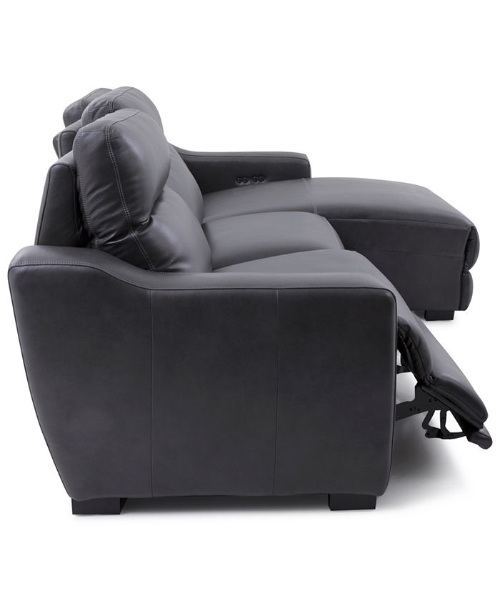 Furniture Gabrine 3Pc. Leather Sectional with 1 Power Headrest and