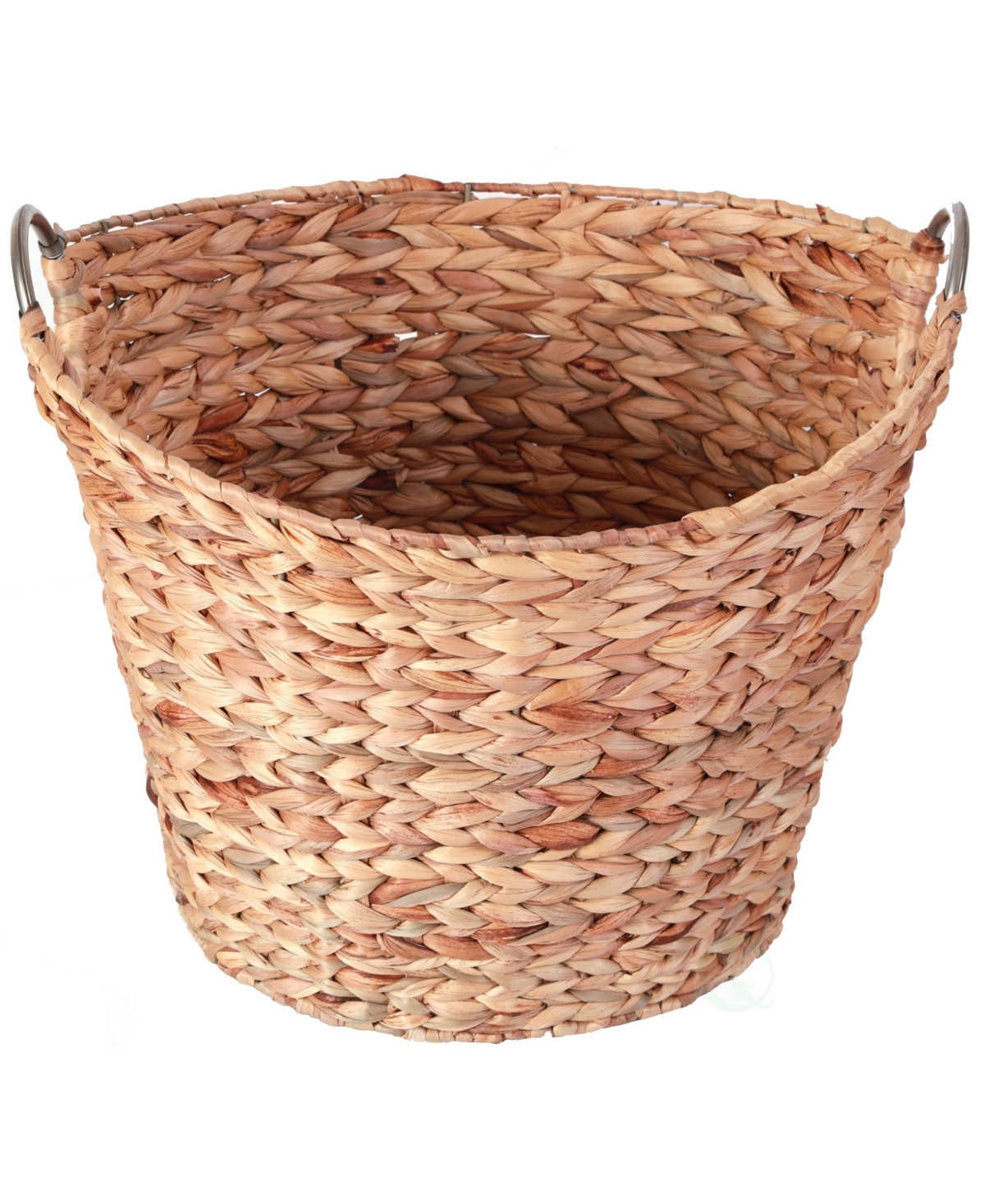 Water Hyacinth Wicker Large Round Storage Laundry Basket with Handles - Natural