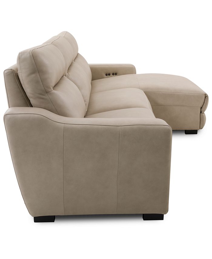 Furniture Gabrine 3Pc. Leather Sectional with 1 Power Headrest and