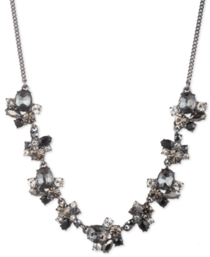 image of Givenchy Hematite-Tone Jet Stone Frontal Necklace, 16