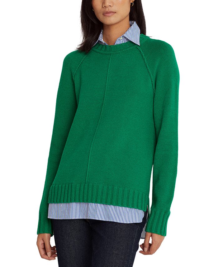 Lauren Ralph Lauren Layered Cotton Sweater & Reviews - Sweaters - Women -  Macy's