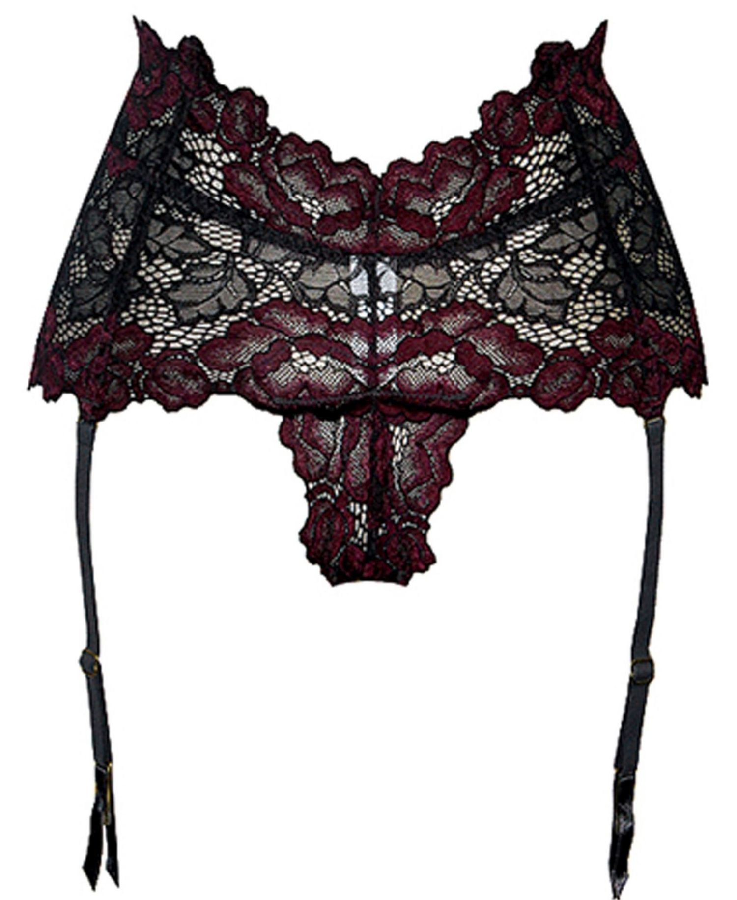 Women's Hi-Waist Garter & Thong 2-Piece Lingerie Set