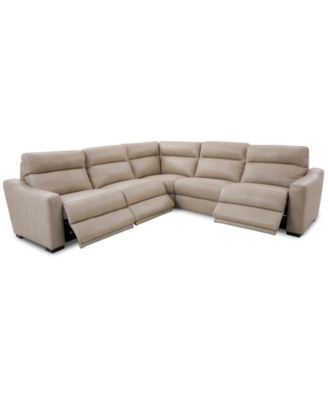 Gabrine 5-Pc. Leather Sectional with 3 Power Headrests, Created for Macy's