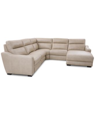Gabrine 5-Pc. Leather Sectional with 2 Power Headrests and Chaise, Created for Macy's