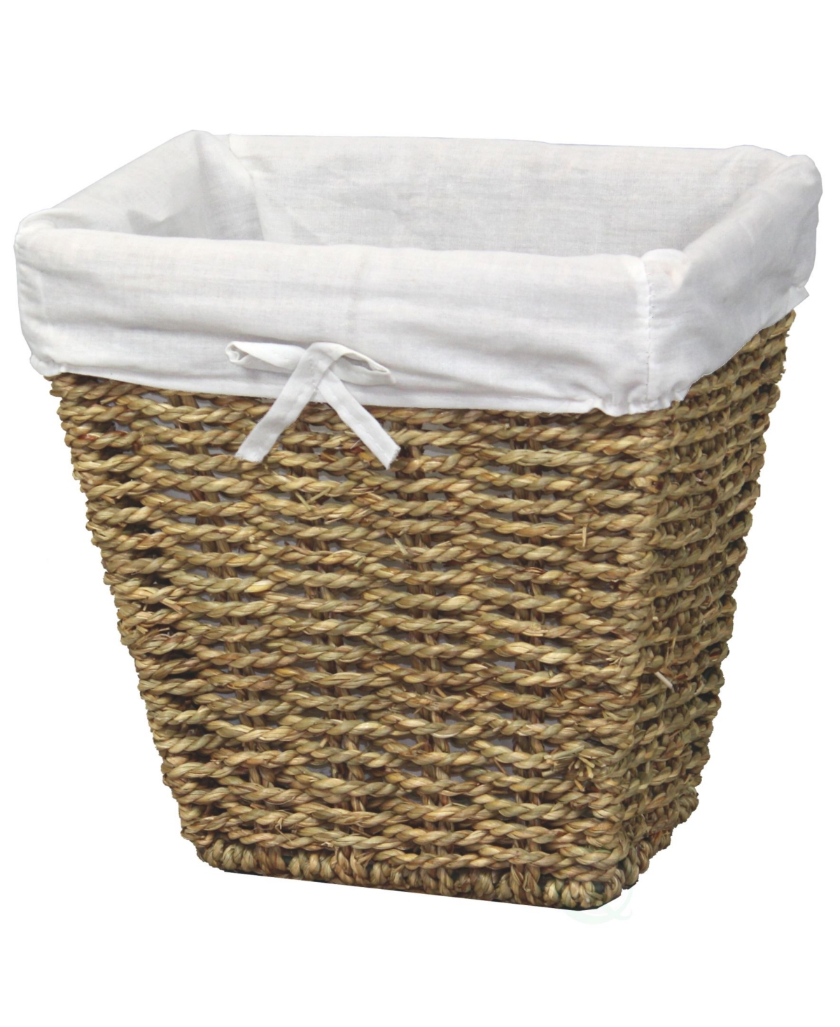 Woven Seagrass Small Waste Bin Lined with Washable Lining - Light Brown