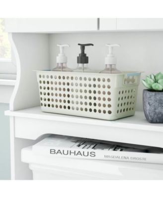Vintiquewise Rectangular Plastic Shelf Organizer Basket with Handles